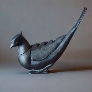 Vintage Japanese Censer Incense Koro Burner Cast Iron Pheasant Bird Lidded Japan